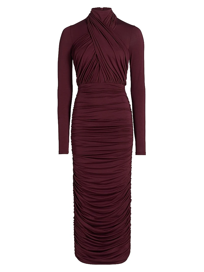 Draped Jersey Midi-Dress