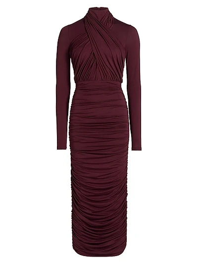 Draped Jersey Midi-Dress