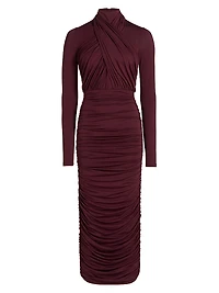 Draped Jersey Midi-Dress
