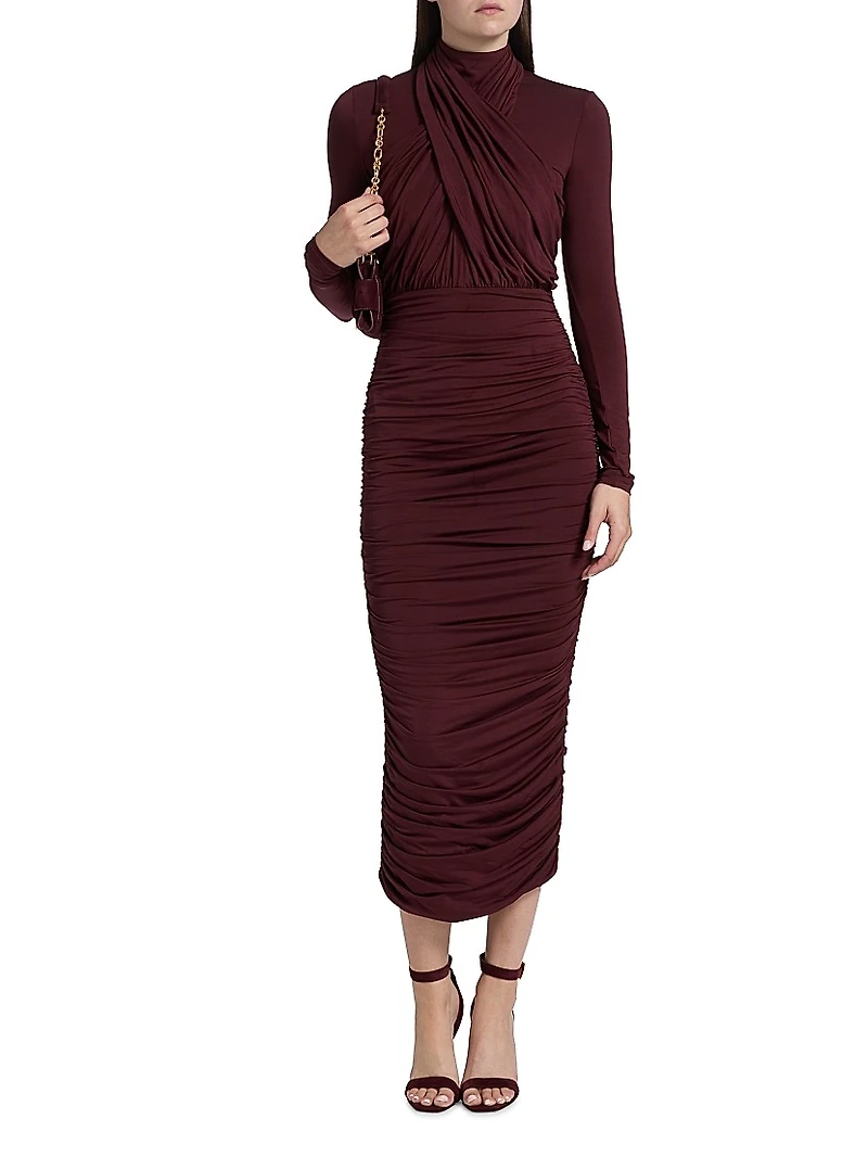 Draped Jersey Midi-Dress