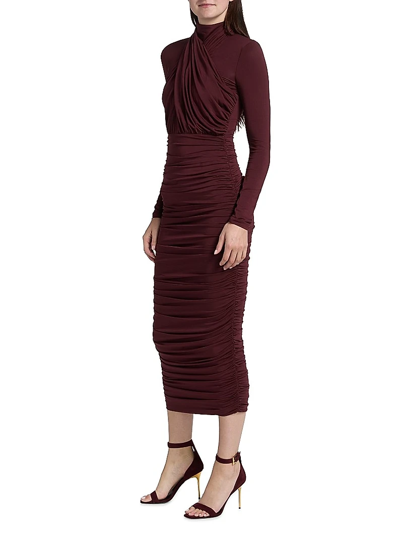 Draped Jersey Midi-Dress
