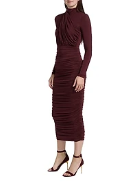 Draped Jersey Midi-Dress
