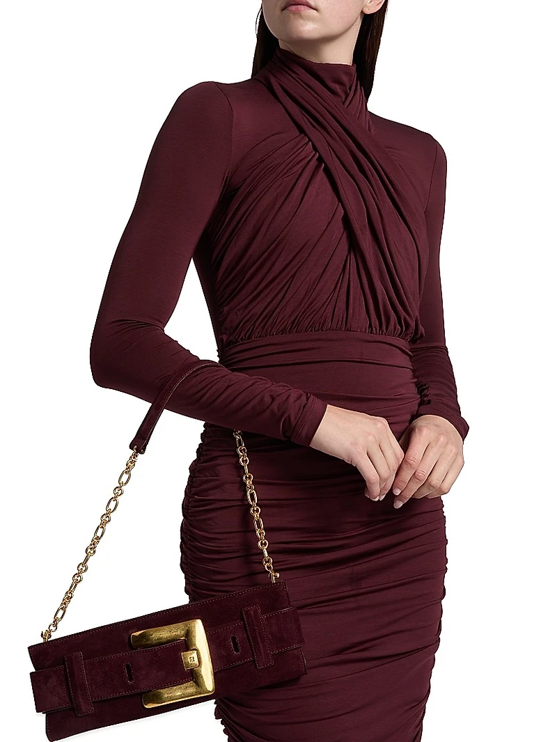 Draped Jersey Midi-Dress