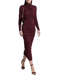 Draped Jersey Midi-Dress