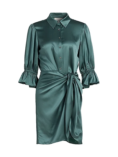 Fabbie Silk Mini Shirtdress