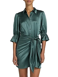 Fabbie Silk Mini Shirtdress