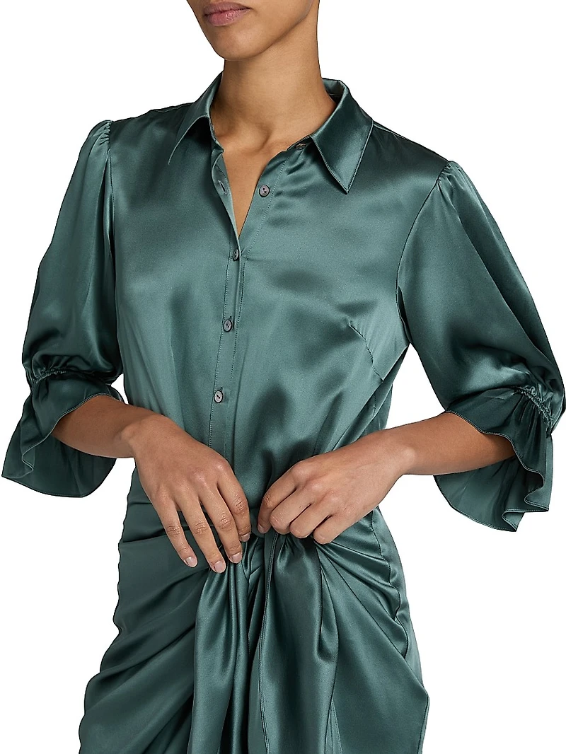 Fabbie Silk Mini Shirtdress