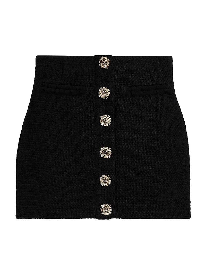 Linda Crystal-Embellished Bouclé Miniskirt