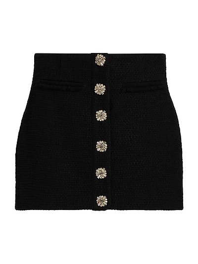 Linda Crystal-Embellished Bouclé Miniskirt