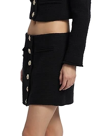 Linda Crystal-Embellished Bouclé Miniskirt