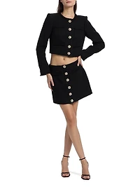 Linda Crystal-Embellished Bouclé Miniskirt