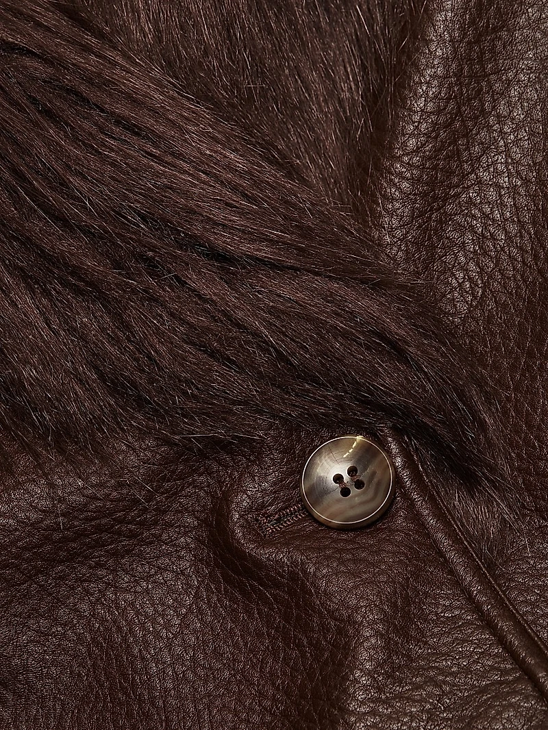 Panama Faux-Fur Trim Faux-Leather Jacket