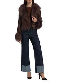 Panama Faux-Fur Trim Faux-Leather Jacket