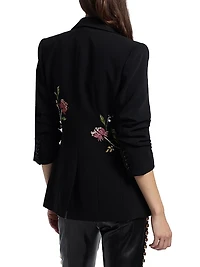 Cheyenne Sequin-Embellished Floral-Embroidered Scrunched Blazer