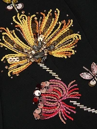 Cheyenne Sequin-Embellished Floral-Embroidered Scrunched Blazer