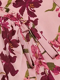 Katlin Trailing Hibiscus Satin Midi-Dress