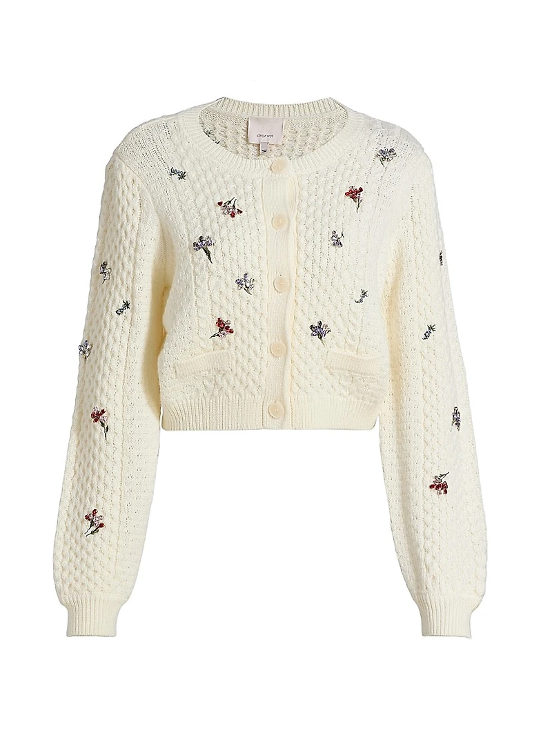 Rasa Embellished Cable-Knit Cardigan