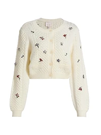 Rasa Embellished Cable-Knit Cardigan