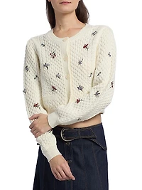 Rasa Embellished Cable-Knit Cardigan