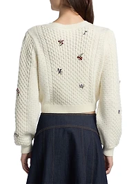 Rasa Embellished Cable-Knit Cardigan