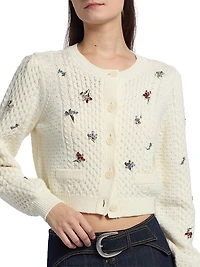 Rasa Embellished Cable-Knit Cardigan