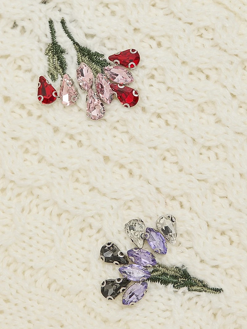 Rasa Embellished Cable-Knit Cardigan