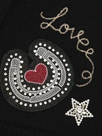 Western Embroidered Wool-Blend Collage Cardigan