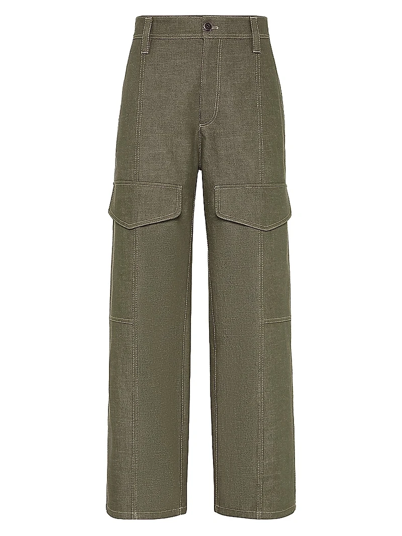 No Fade Denim Square Cargo Trousers with Monili