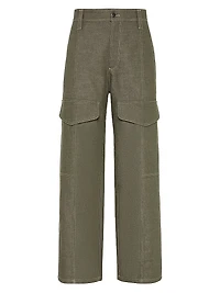 No Fade Denim Square Cargo Trousers with Monili