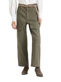 No Fade Denim Square Cargo Trousers with Monili