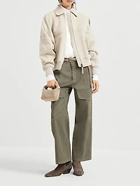 No Fade Denim Square Cargo Trousers with Monili