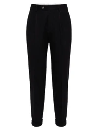Wool and Cashmere Combed Flannel Leisure Fit Trousers