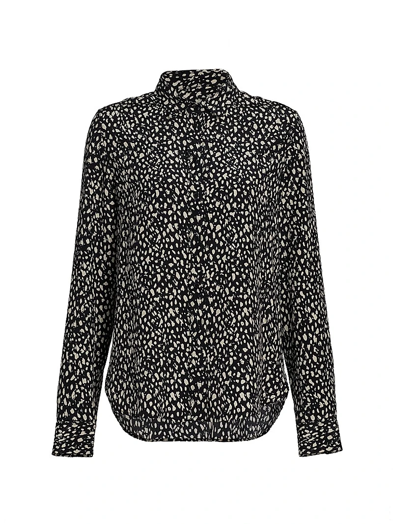Gaia Printed Silk Button-Front Shirt