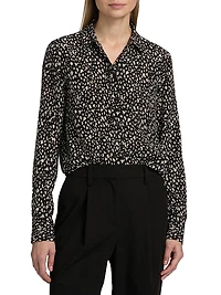 Gaia Printed Silk Button-Front Shirt