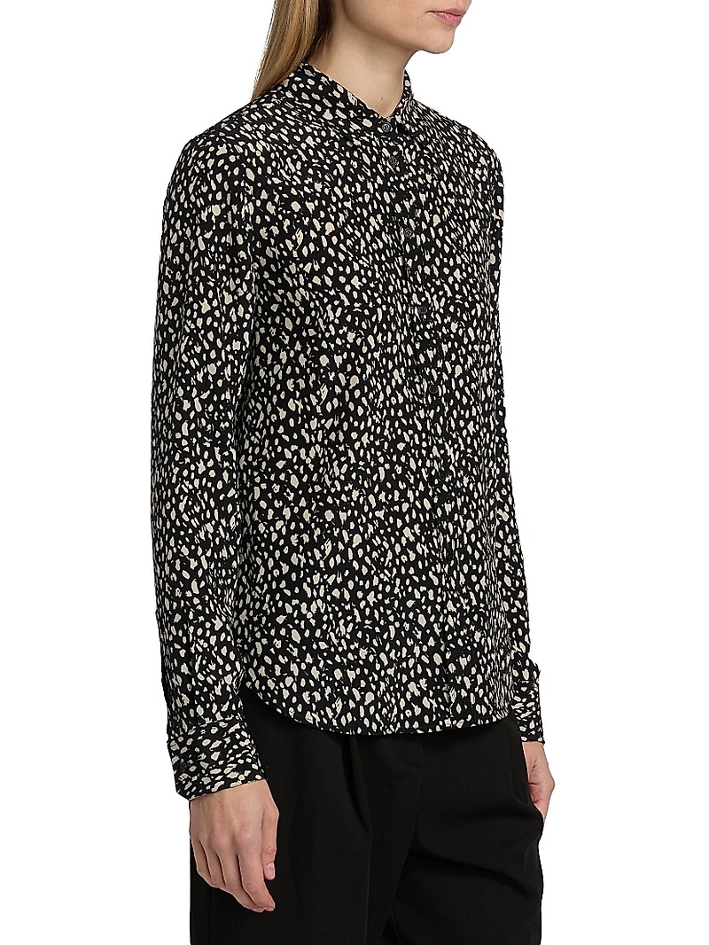 Gaia Printed Silk Button-Front Shirt