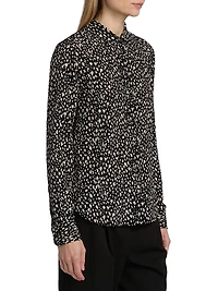 Gaia Printed Silk Button-Front Shirt