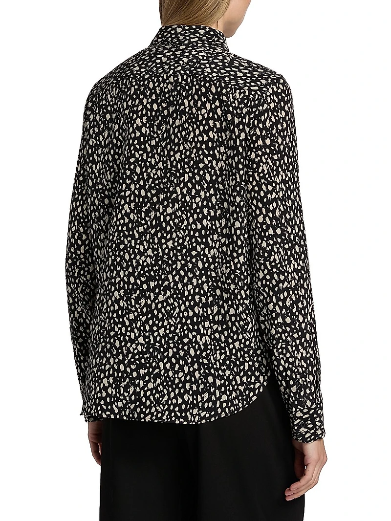 Gaia Printed Silk Button-Front Shirt