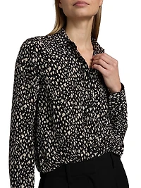 Gaia Printed Silk Button-Front Shirt