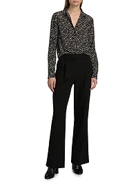 Gaia Printed Silk Button-Front Shirt