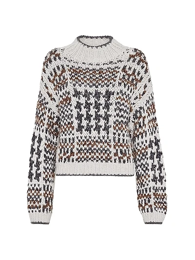 Handmade Prince of Wales Opera Sweater Cashmere Cotton and Alpaca
