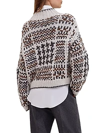 Handmade Prince of Wales Opera Sweater Cashmere Cotton and Alpaca