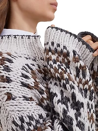 Handmade Prince of Wales Opera Sweater Cashmere Cotton and Alpaca