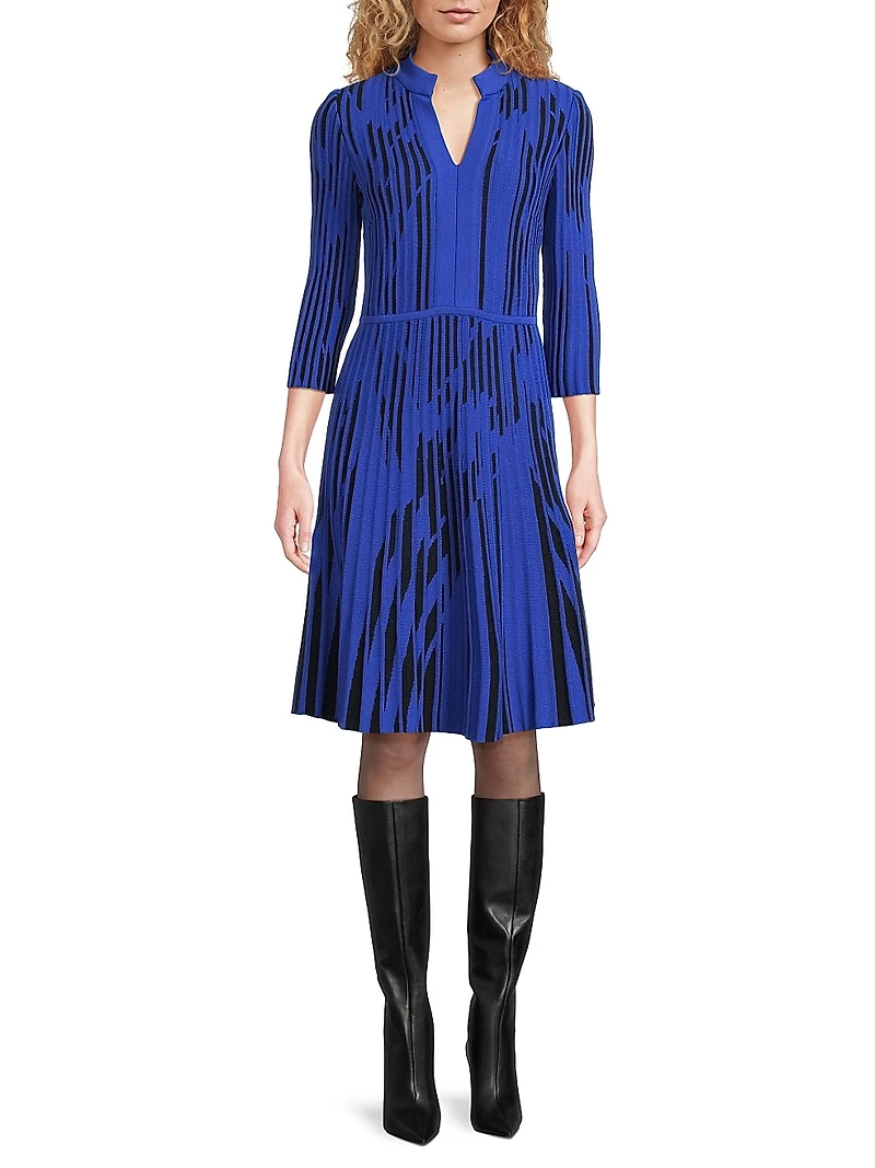 Missy Knit Fit-And-Flare Midi-Dress