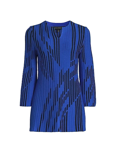 Two-Tone Knit Long-Sleeve Tunic