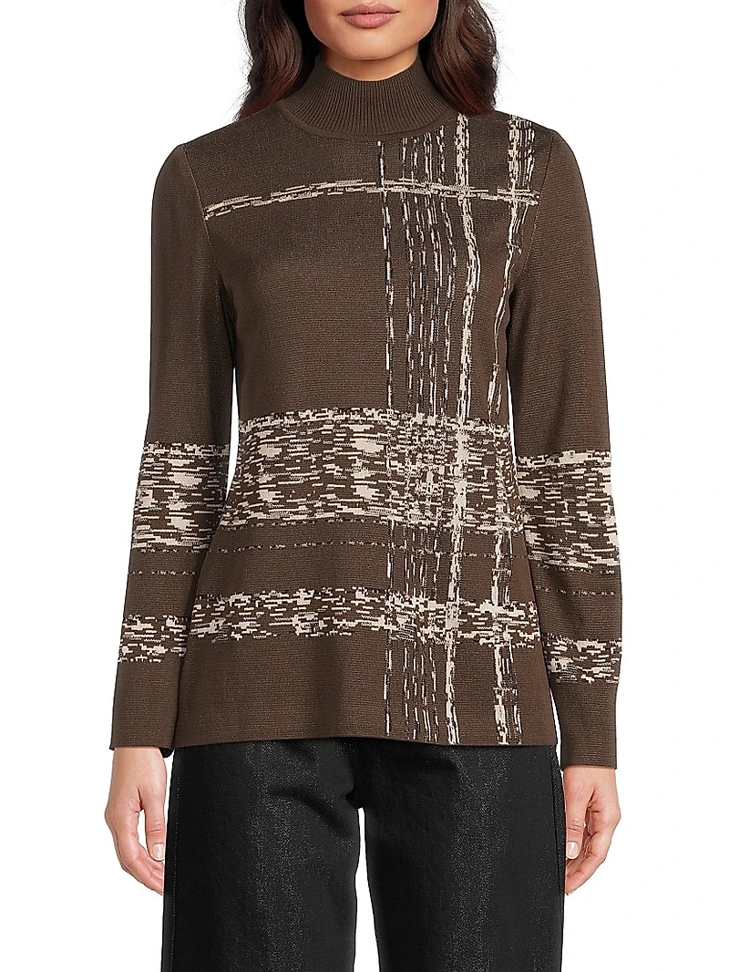 Missy Striped Mock Turtleneck Sweater