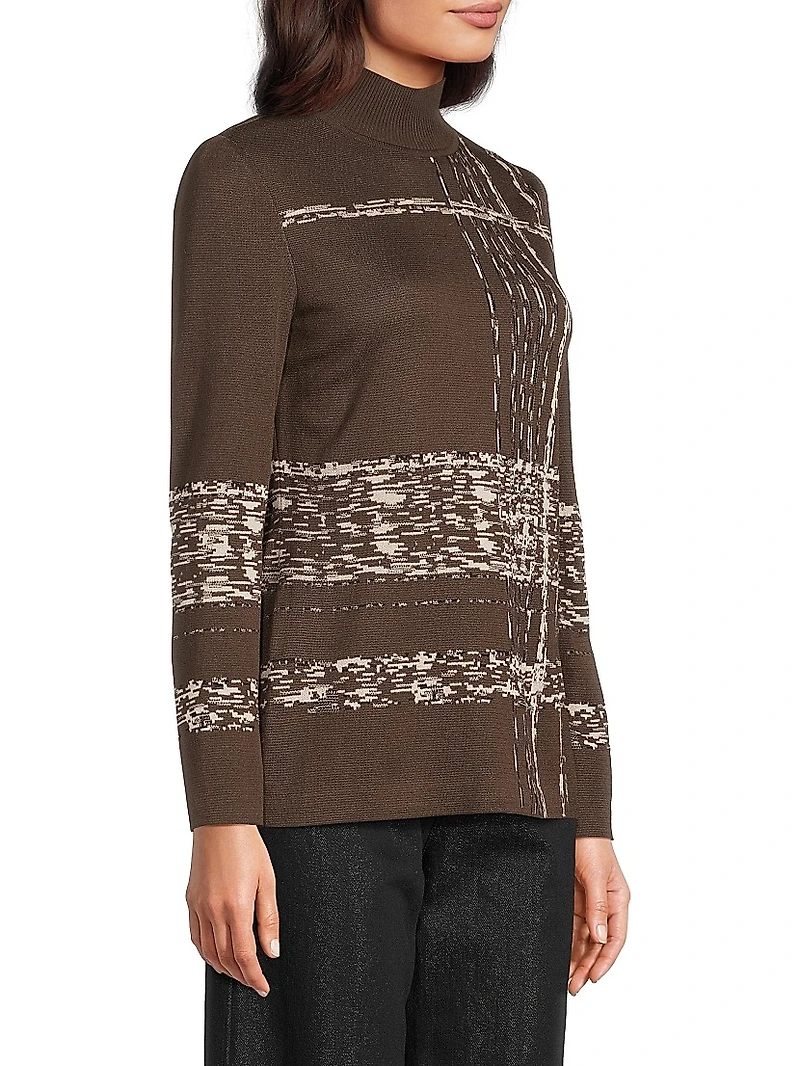 Missy Striped Mock Turtleneck Sweater