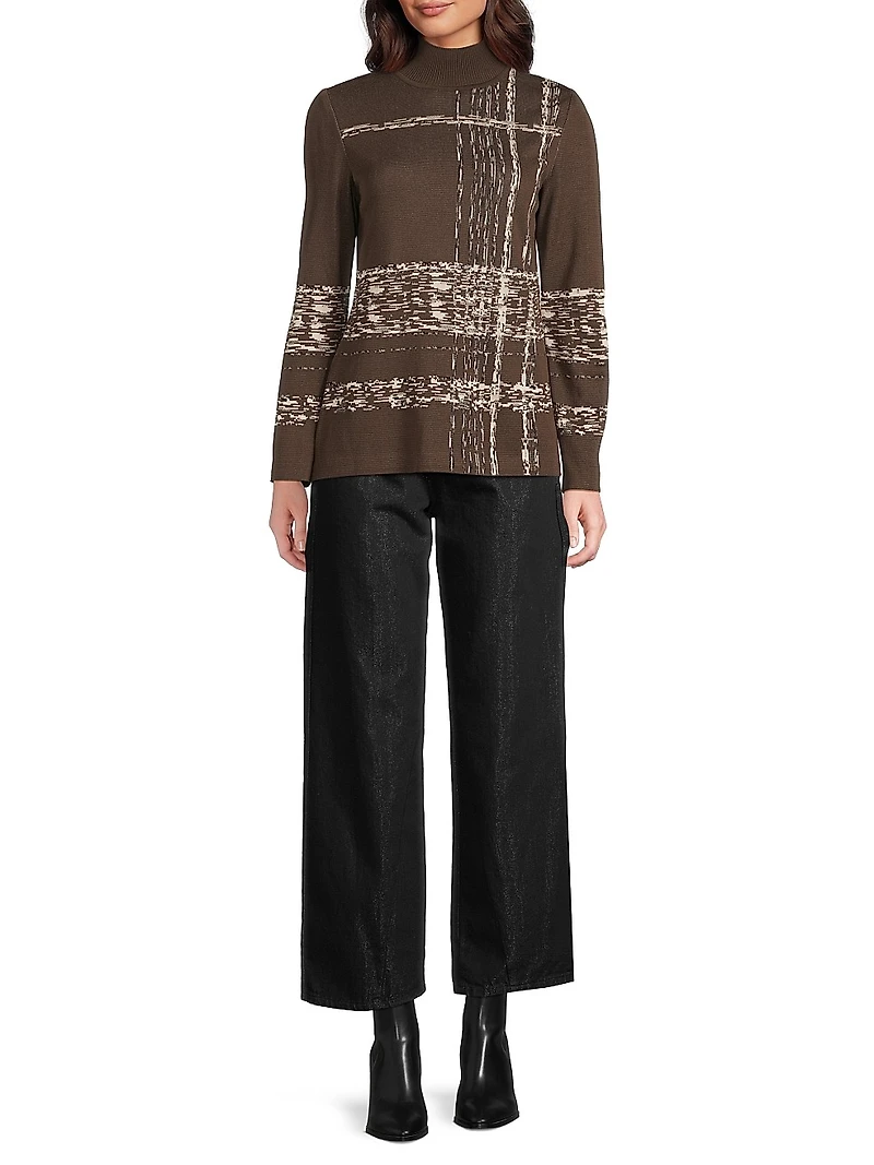 Missy Striped Mock Turtleneck Sweater