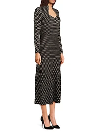 Ming Wang x Tanya Foster Diamond Soft-Knit A-Line Maxi Dress