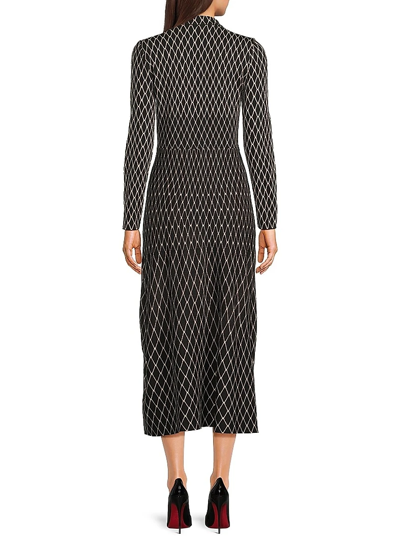 Ming Wang x Tanya Foster Diamond Soft-Knit A-Line Maxi Dress