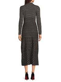 Ming Wang x Tanya Foster Diamond Soft-Knit A-Line Maxi Dress